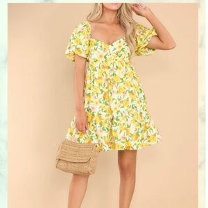 &Merci Floral Puff Sleeve Babydoll Dress
